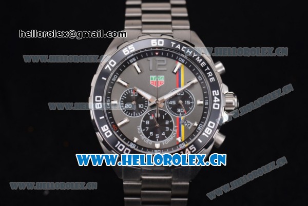 Tag Heuer Formula 1. James Hunt Miyota Quartz Stainless Steel Case/Bracelet with Grey Dial and Stick/Arabic Numeral Markers - Click Image to Close